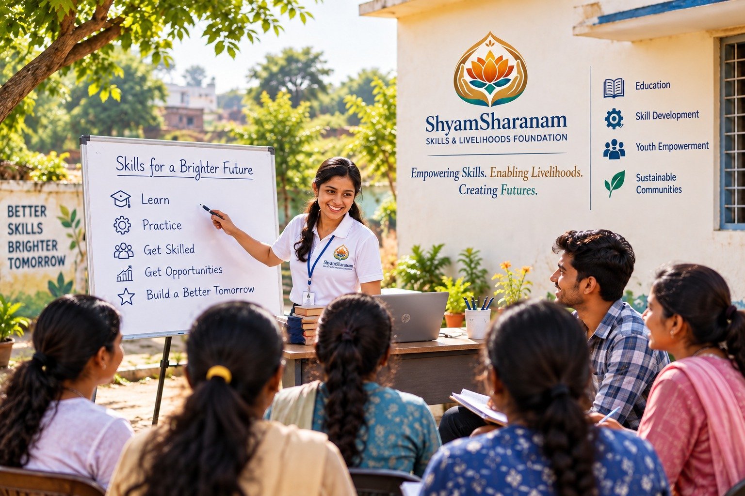 Youth in a skill development classroom in India